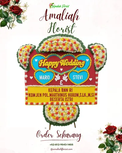 Karangan Papan Bunga Pernikahan di Pejeng